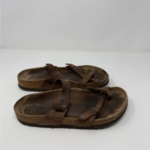 Birkenstock Dark Brown Leather Sandals Sz 40 (GKAWDC)